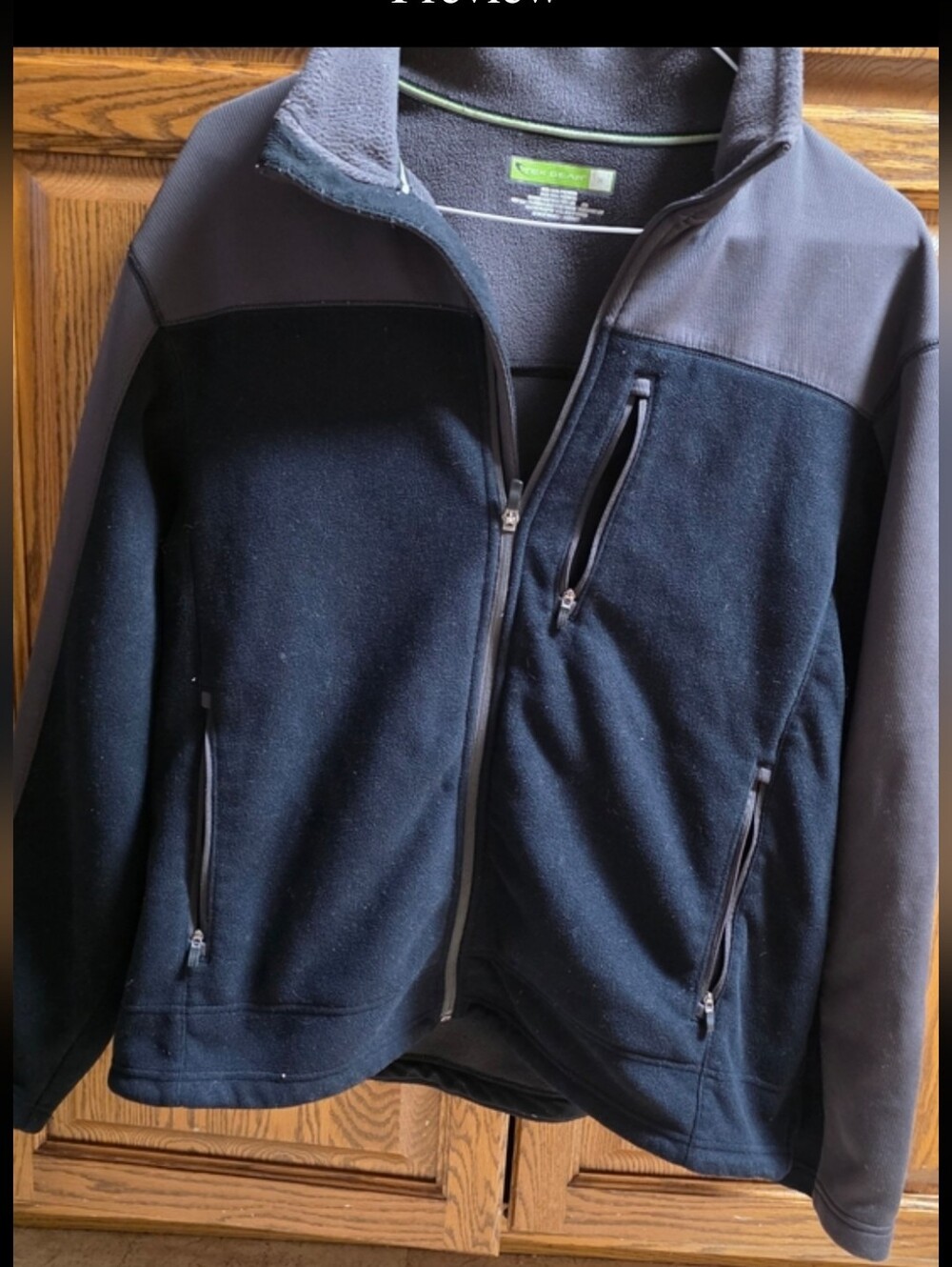 Tek Gear Men's Black and Neon Green Full zip Hoodie